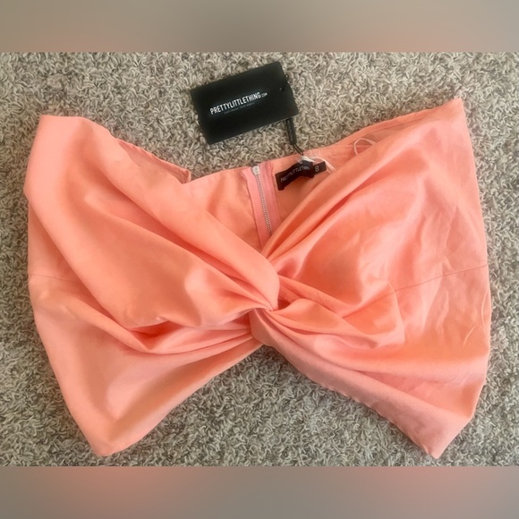 Pretty Litle Thing Tube crop top bow - Picture 1 of 5